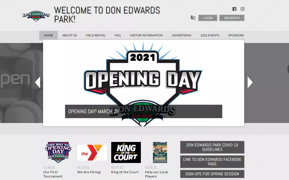Screenshot of the Don Edwards website