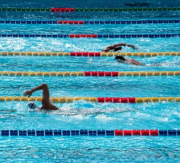 Adults participating in swim training in a pool